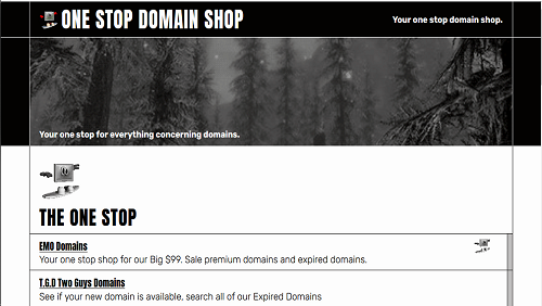 A screenshot of a website

Your one stop domain shop.